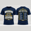 Milwaukee Brewers Merch 2026 World Series Champions Gold Skyline First Title Roster Names T-Shirt - Gearneko