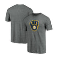 Milwaukee Brewers Merch Weathered Logo Tri Blend T-Shirt Milwaukee Brewers Clothes - Gearneko