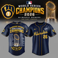 Milwaukee Brewers Merch 2026 World Series Champions Signatures Jersey Best Gifts For Brew Crew - Gearneko