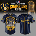Milwaukee Brewers Merch Aaron Ashby 2026 World Series Champions Baseball Jersey Best Fan Gear - Gearneko