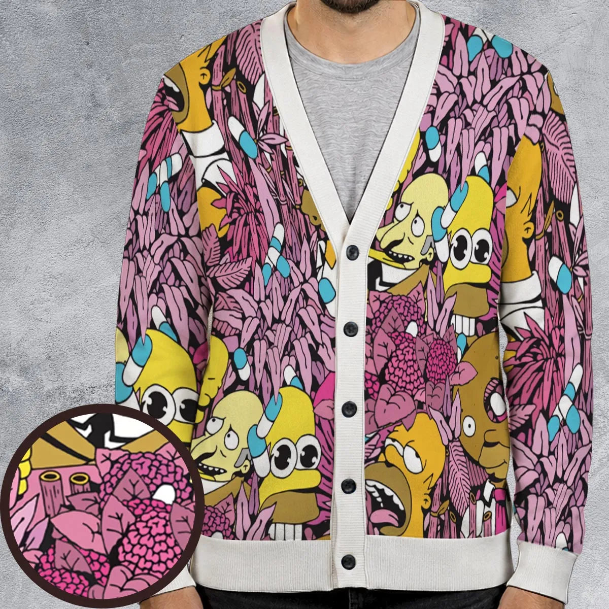 Homer Simpson In Flower Bush The Simpsons Cardigan