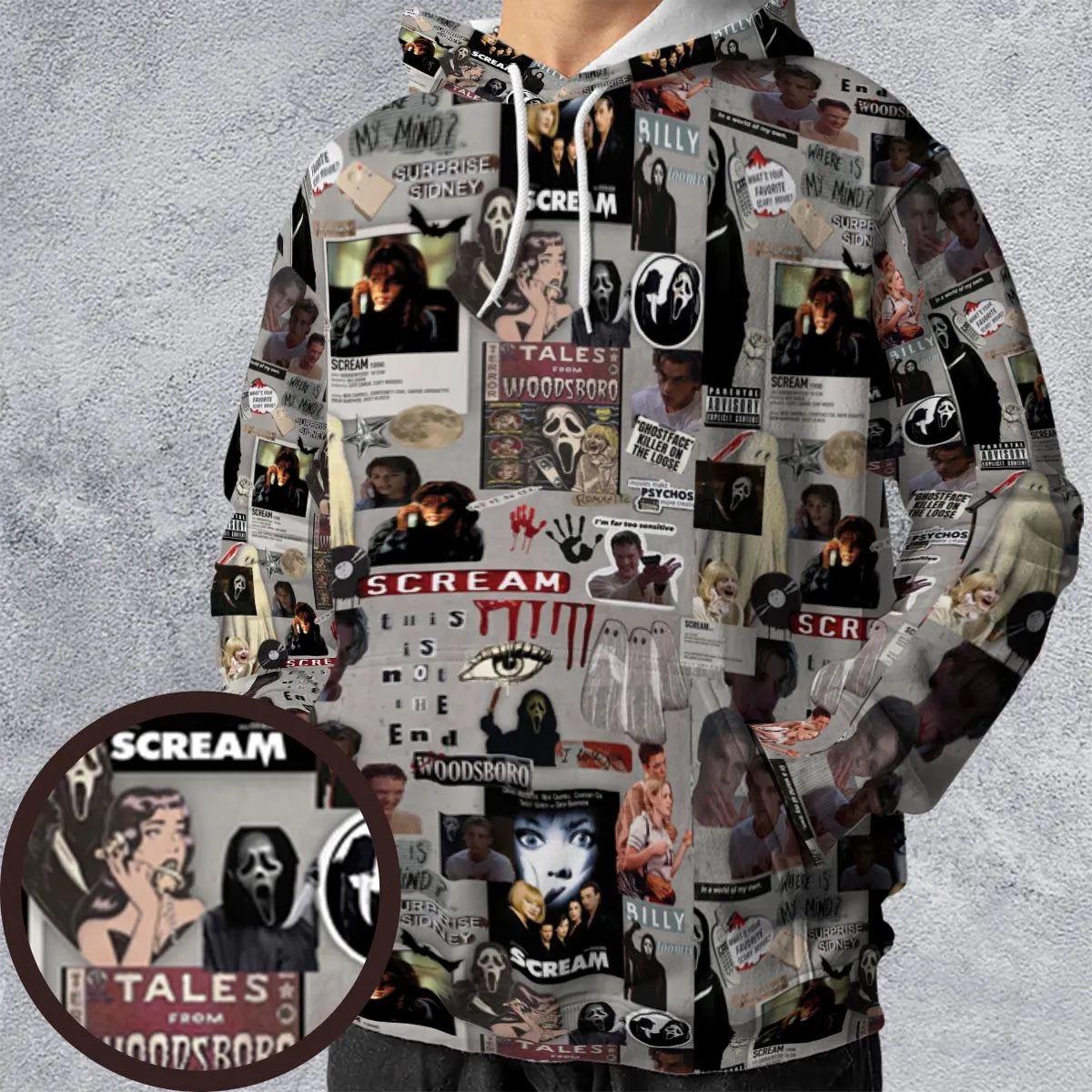Crime Scene Scream Aesthetic Pattern All-over Print Hoodie