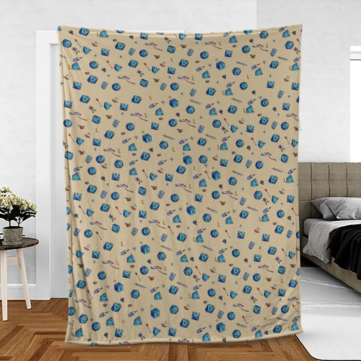 RPG DND Dices Pattern Fleece Blanket