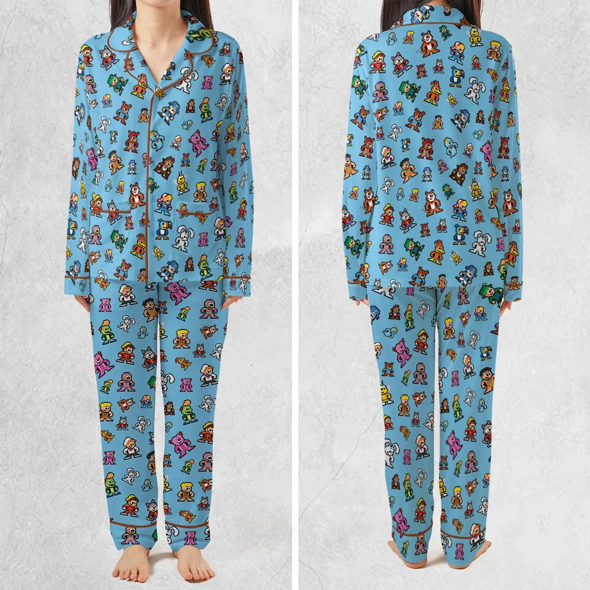 8-bit Breakfast Cereal Icons Pajamas Set