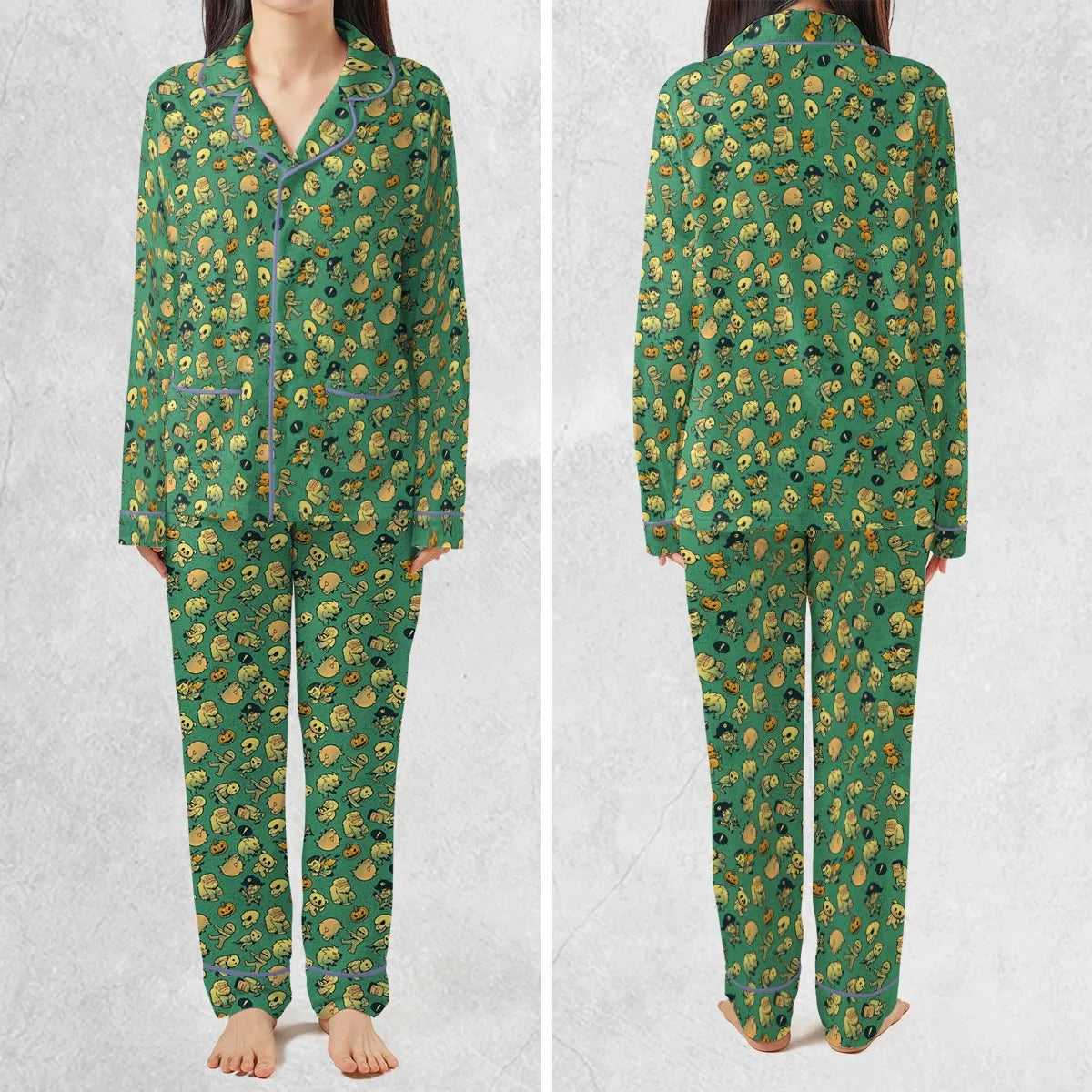 Terror Attack Cute Horror Characters Halloween Pajamas Set
