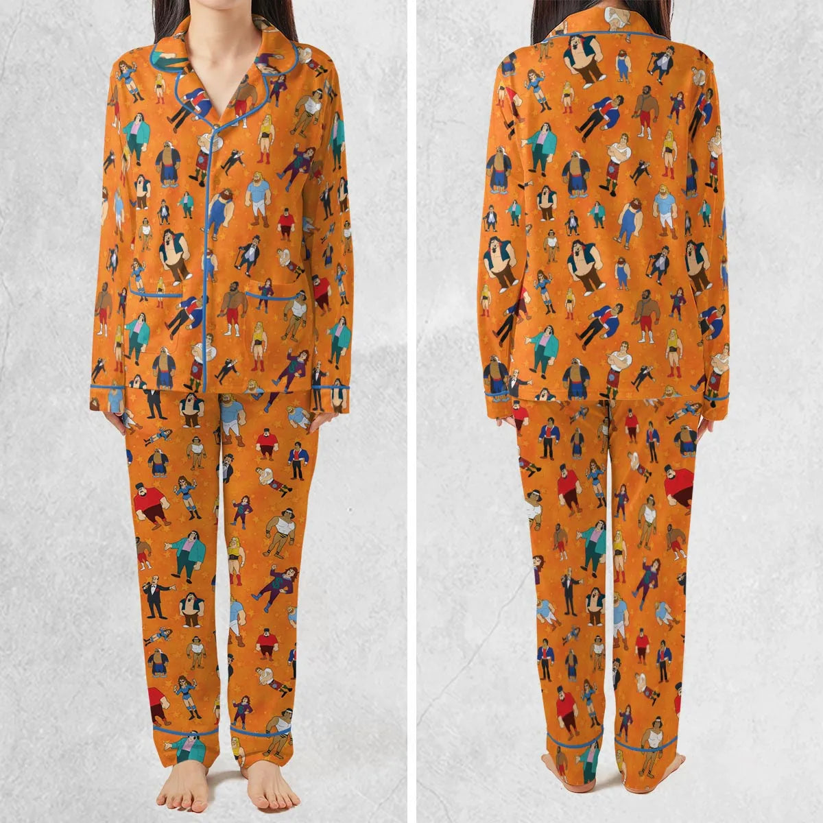 80s Hulk Rock 'n' Wrestling Characters Pajamas Set
