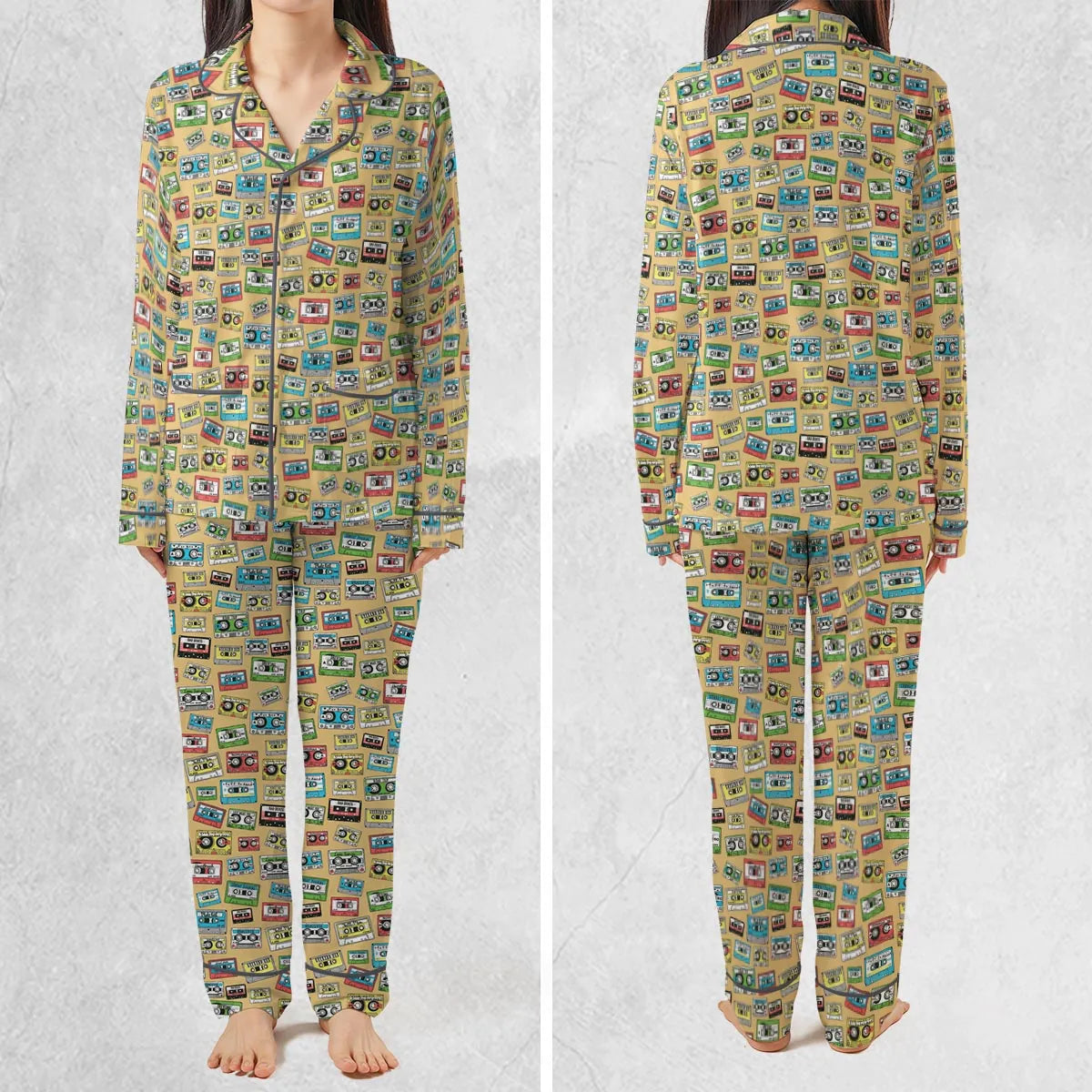 80s Playlist Pattern Pajamas Set
