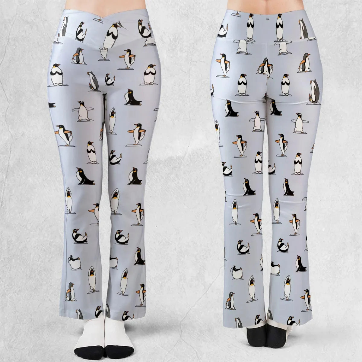 Penguin Yoga Pattern Flare Leggings