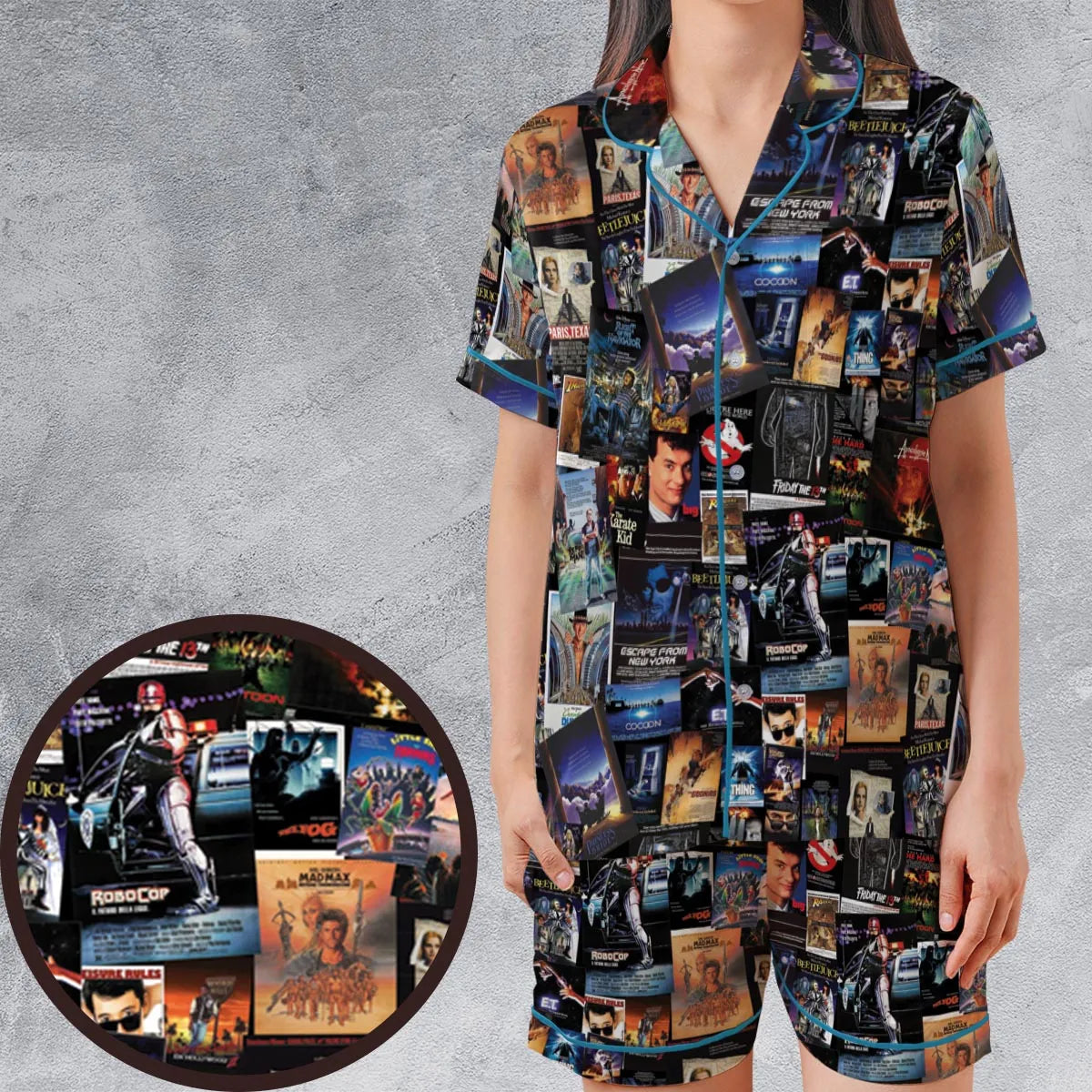 1980s Movie Satin Short-Sleeve Pajamas Set