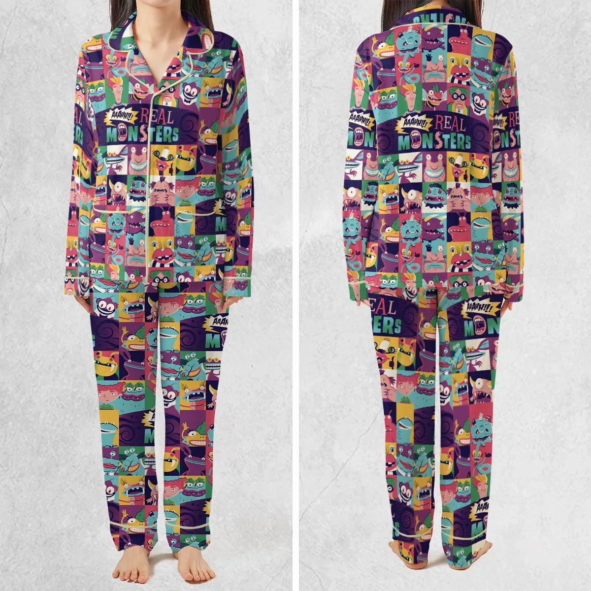 Aaahh!!! Real Monsters Characters Pattern Pajamas Set