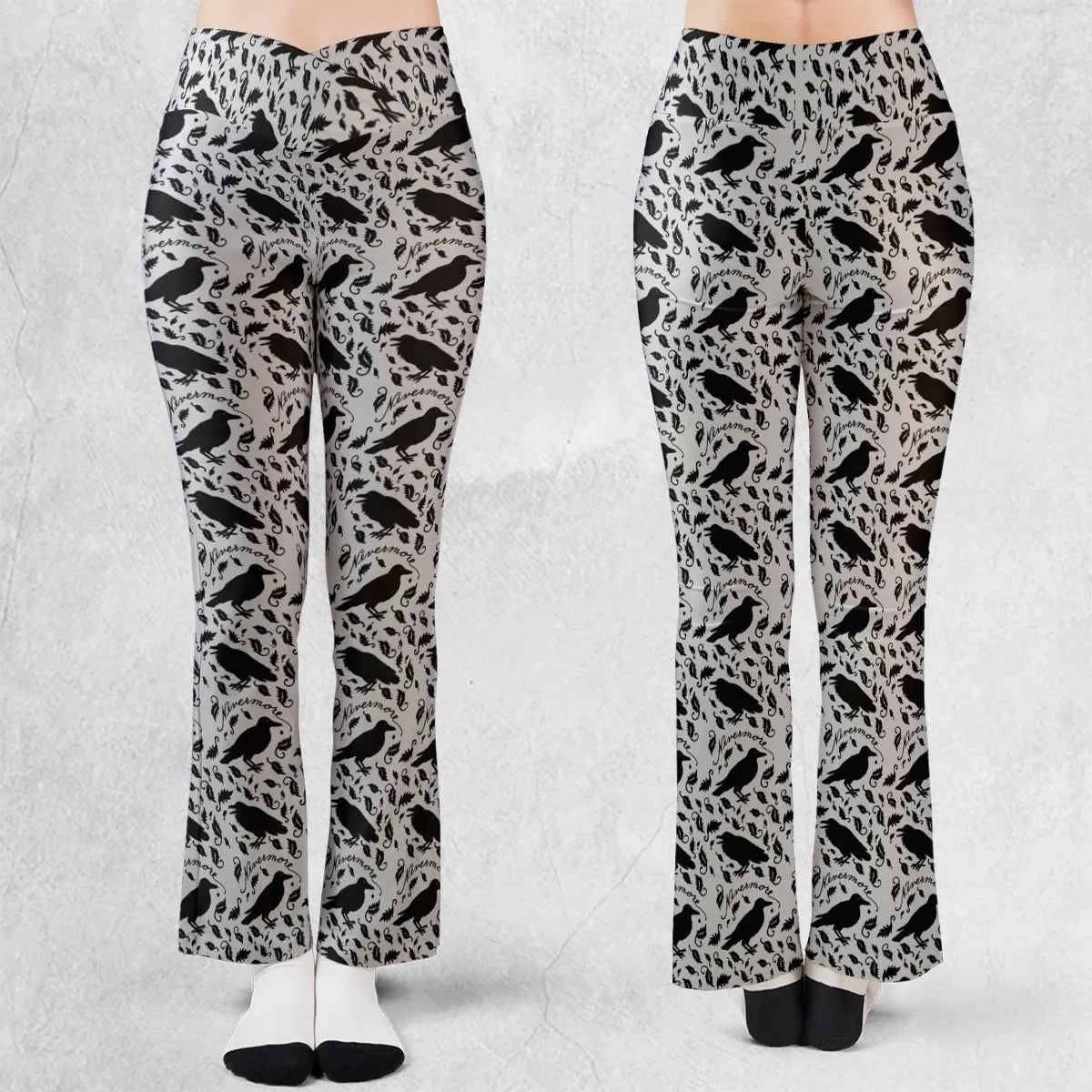 Nevermore The Raven Edgar Allan Poe Pattern Flare Leggings