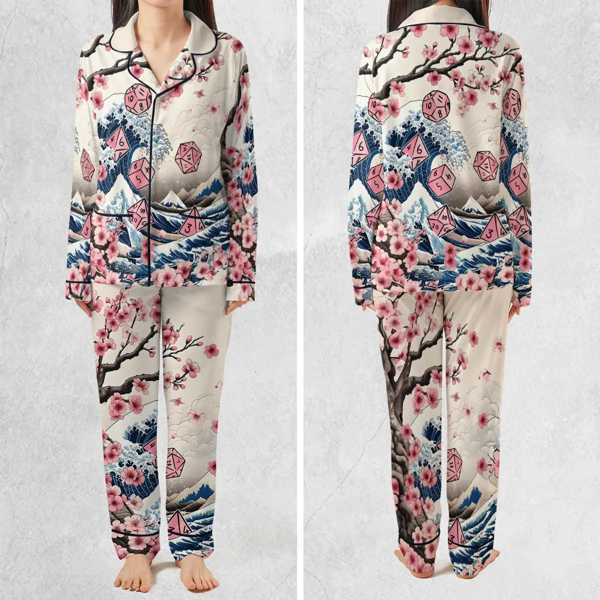 Pink Flower Dice DnD Pajamas Set