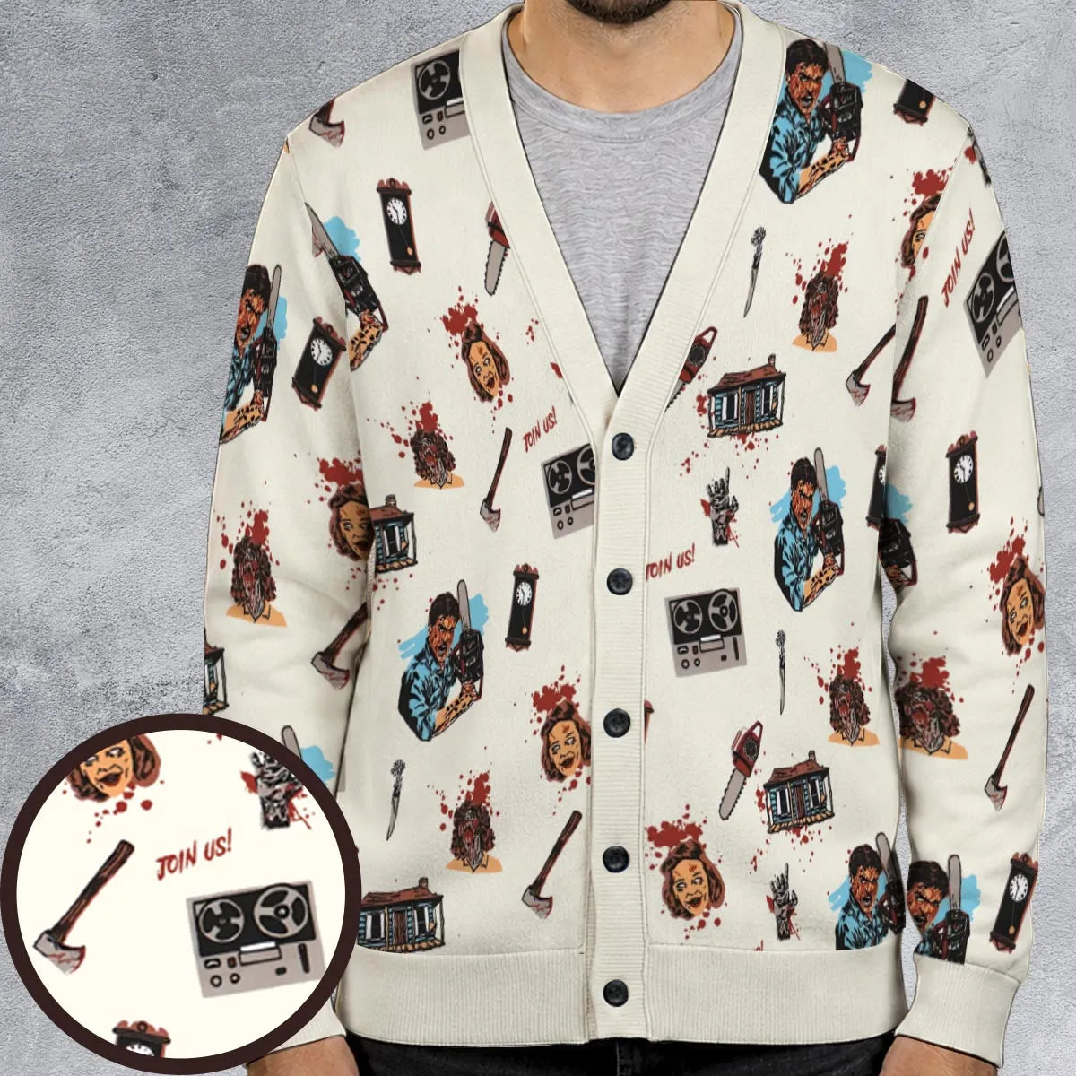 Supernatural Horror Evil Dead Halloween Cardigan