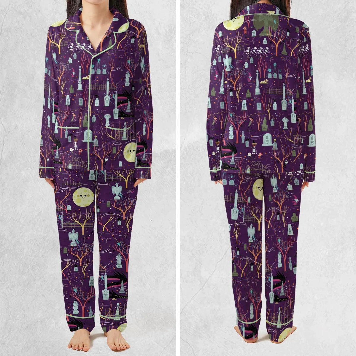 Nostalgic 80s 90s Spooky Scene Pajamas Set