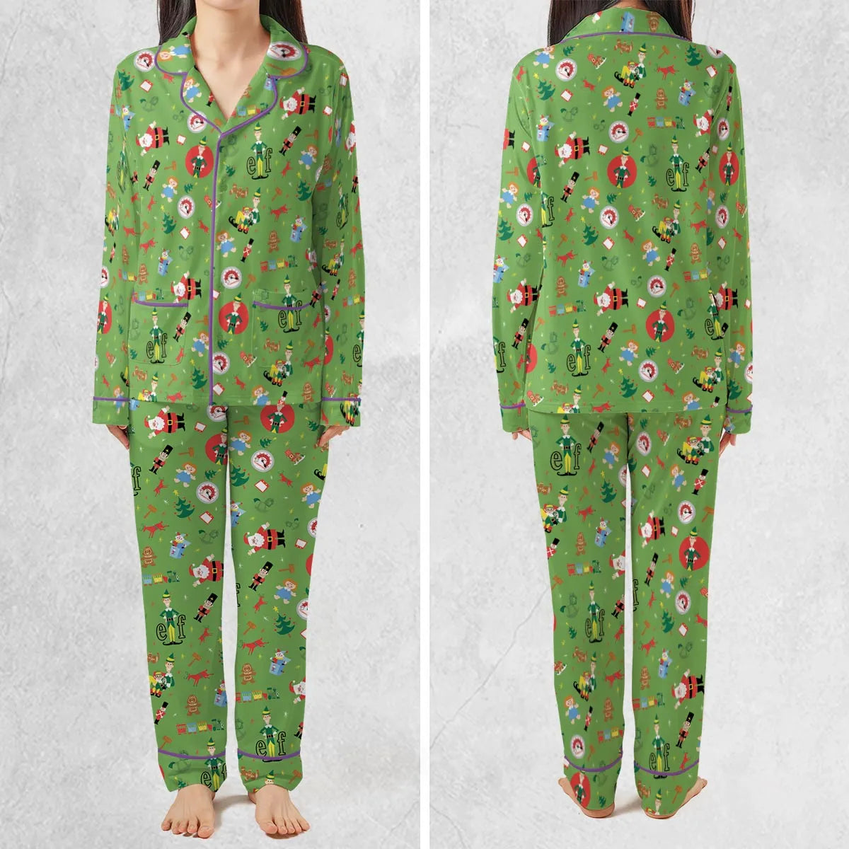 ELF Christmas Pattern Pajamas Set