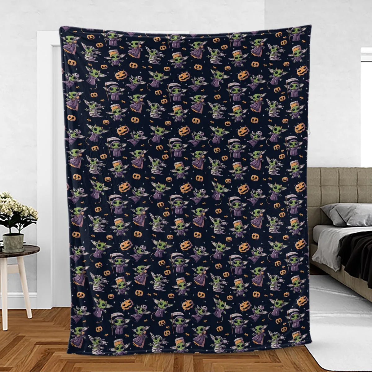 Cute Baby Yoda Halloween Pattern Fleece Blanket