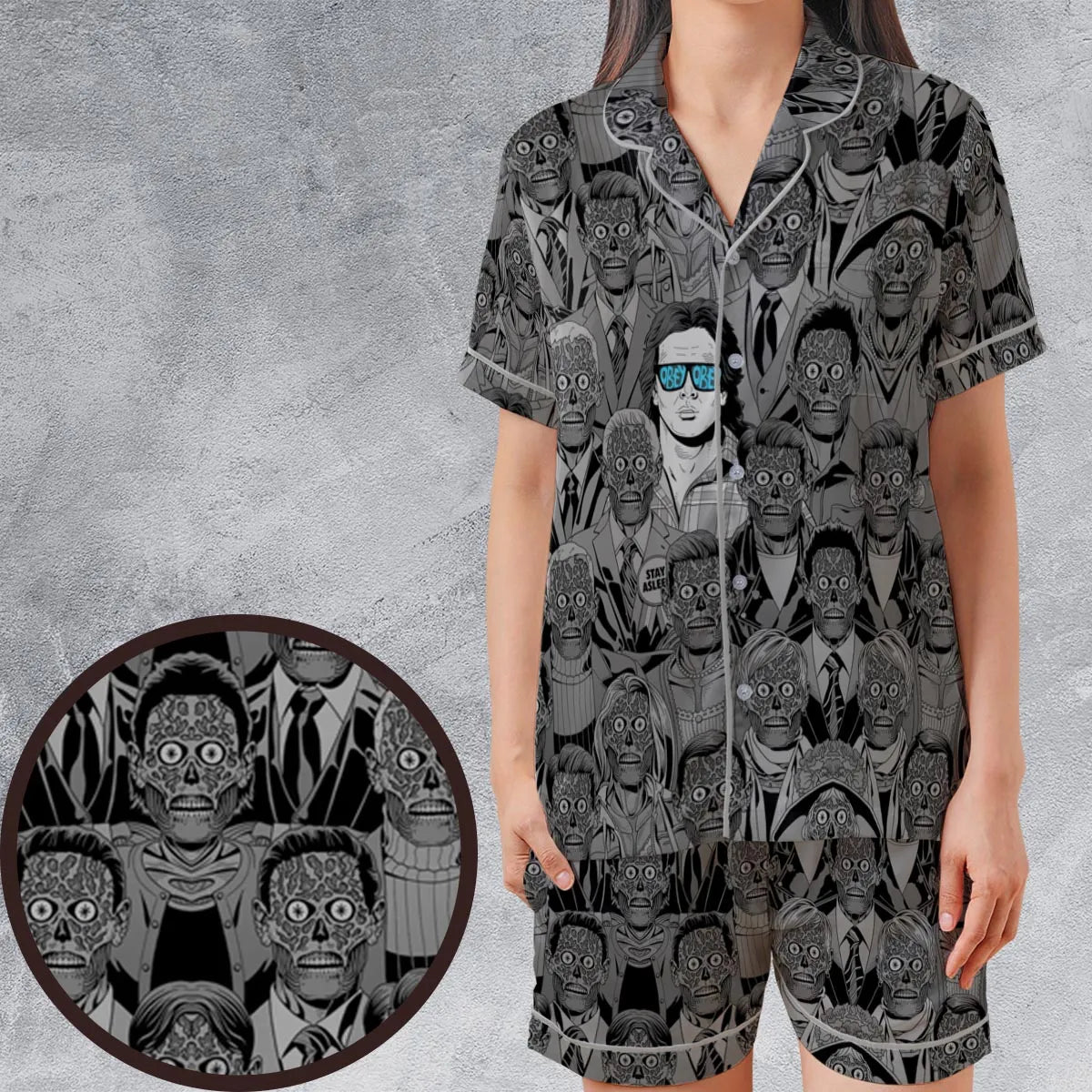 Obey Consume They Live Satin Short-Sleeve Pajamas Set