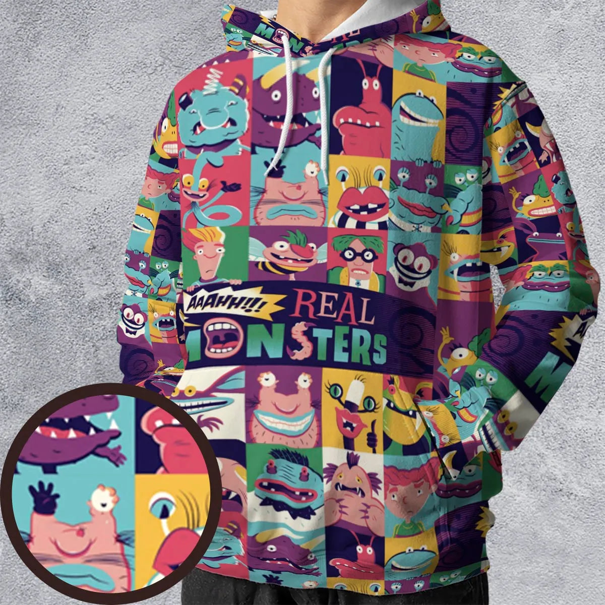 Aaahh!!! Real Monsters Characters Pattern All-over Print Hoodie