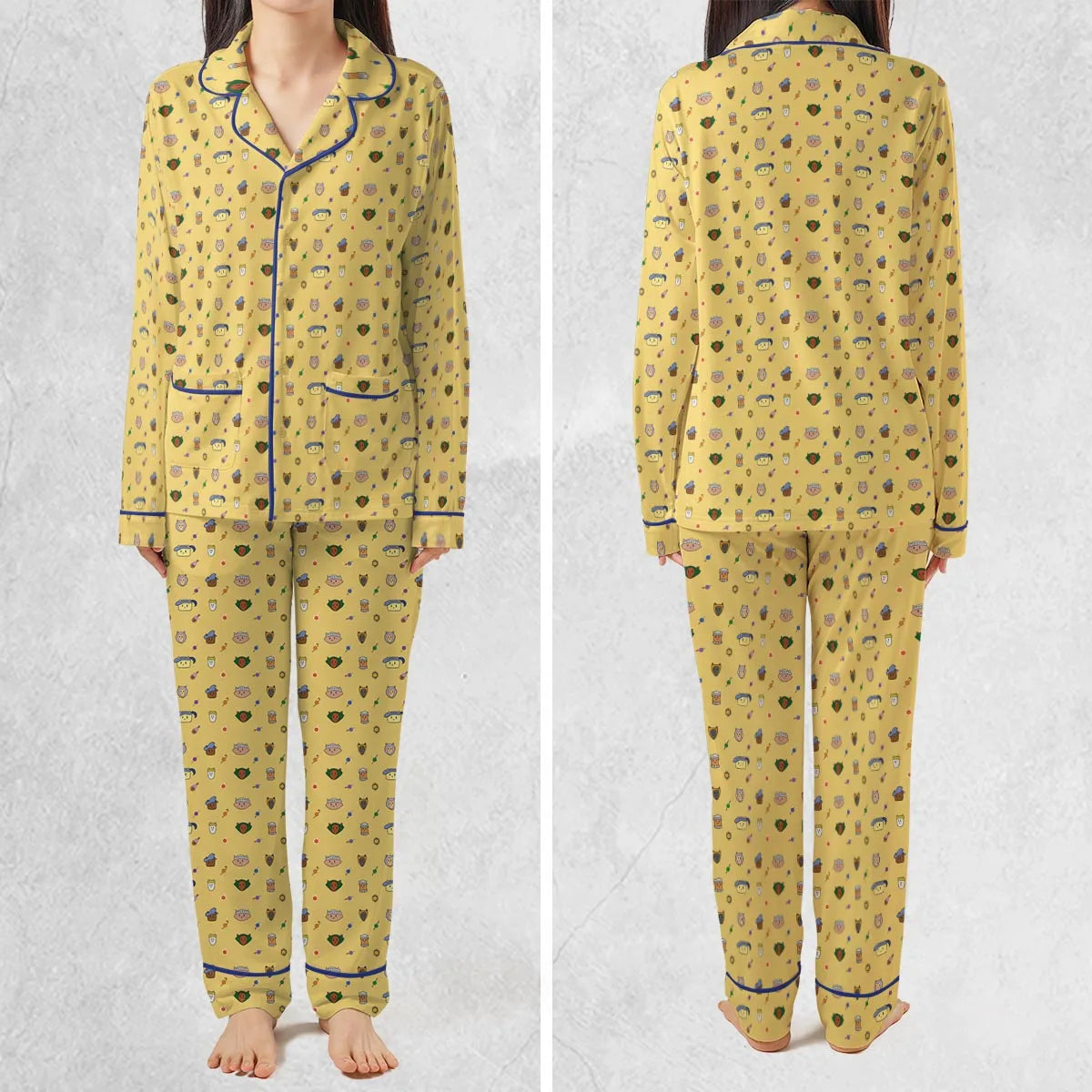 Cat DND Classes Pattern Pajamas Set