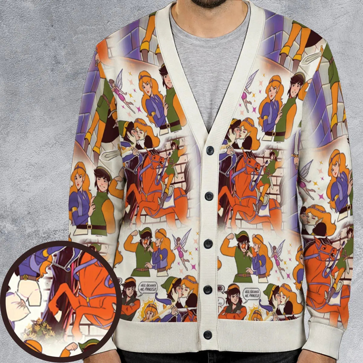 Link And Princess Zelda The Legend Of Zelda Animated Cardigan