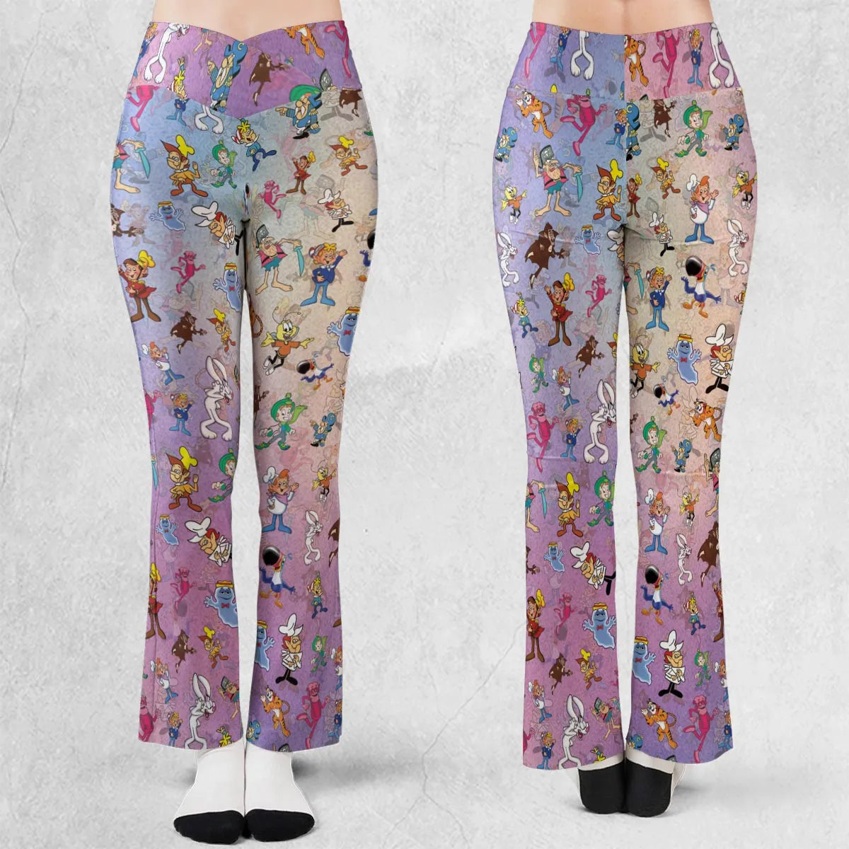 80s 90s Commercial Cereal Mascots Flare Leggings