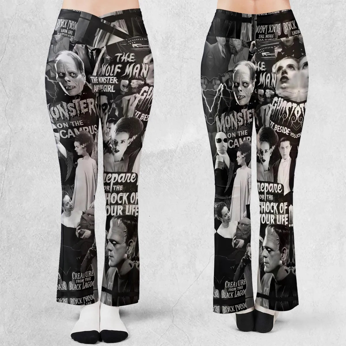 Universal Monsters Pattern Flare Leggings