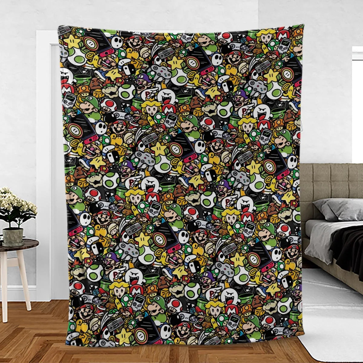 Super Mario Characters All In One Pattern Fleece Blanket