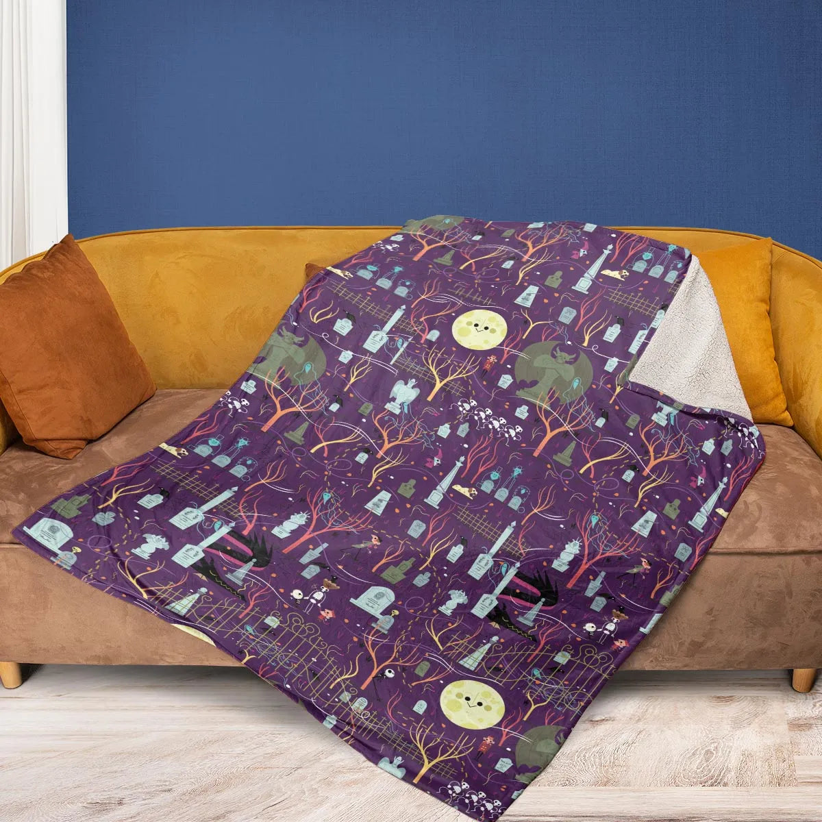 Nostalgic 80s 90s Spooky Scene Fleece Blanket