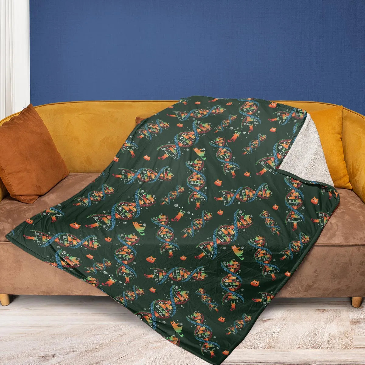 Cat Kitten DNA Pattern Fleece Blanket