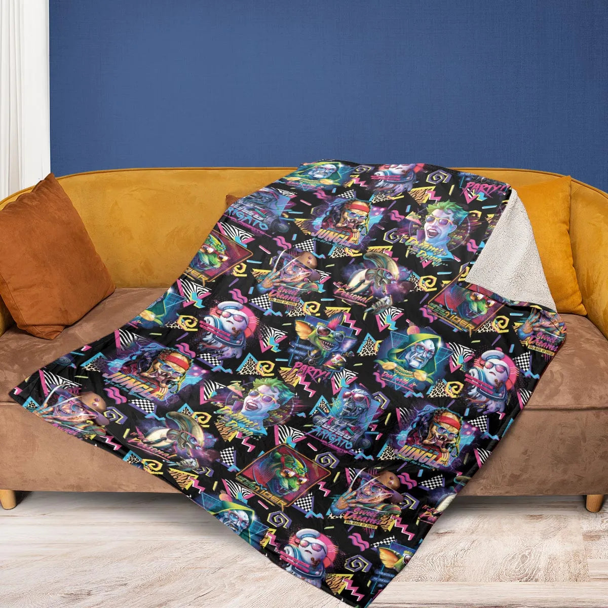 Retro Horror Characters Halloween Fleece Blanket