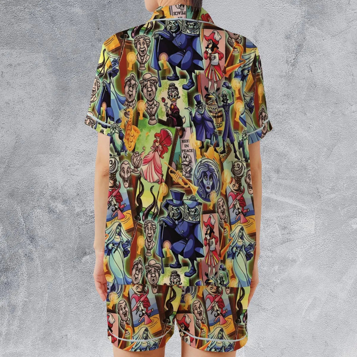 999 Happy Haunts Satin Short-Sleeve Pajamas Set