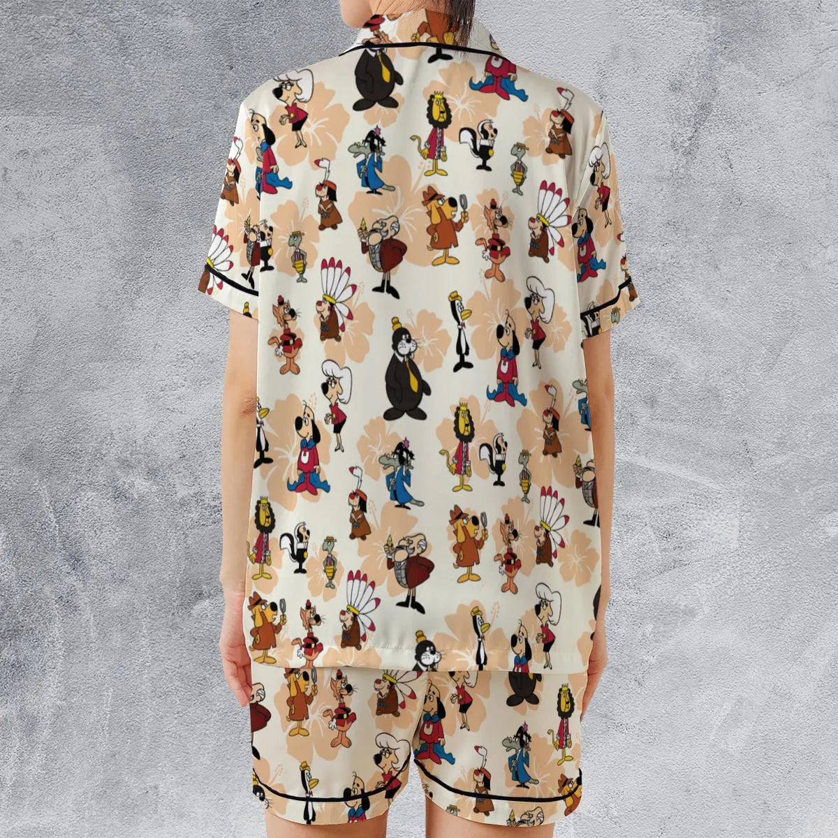 Nostalgia Underdog Characters Satin Short-Sleeve Pajamas Set