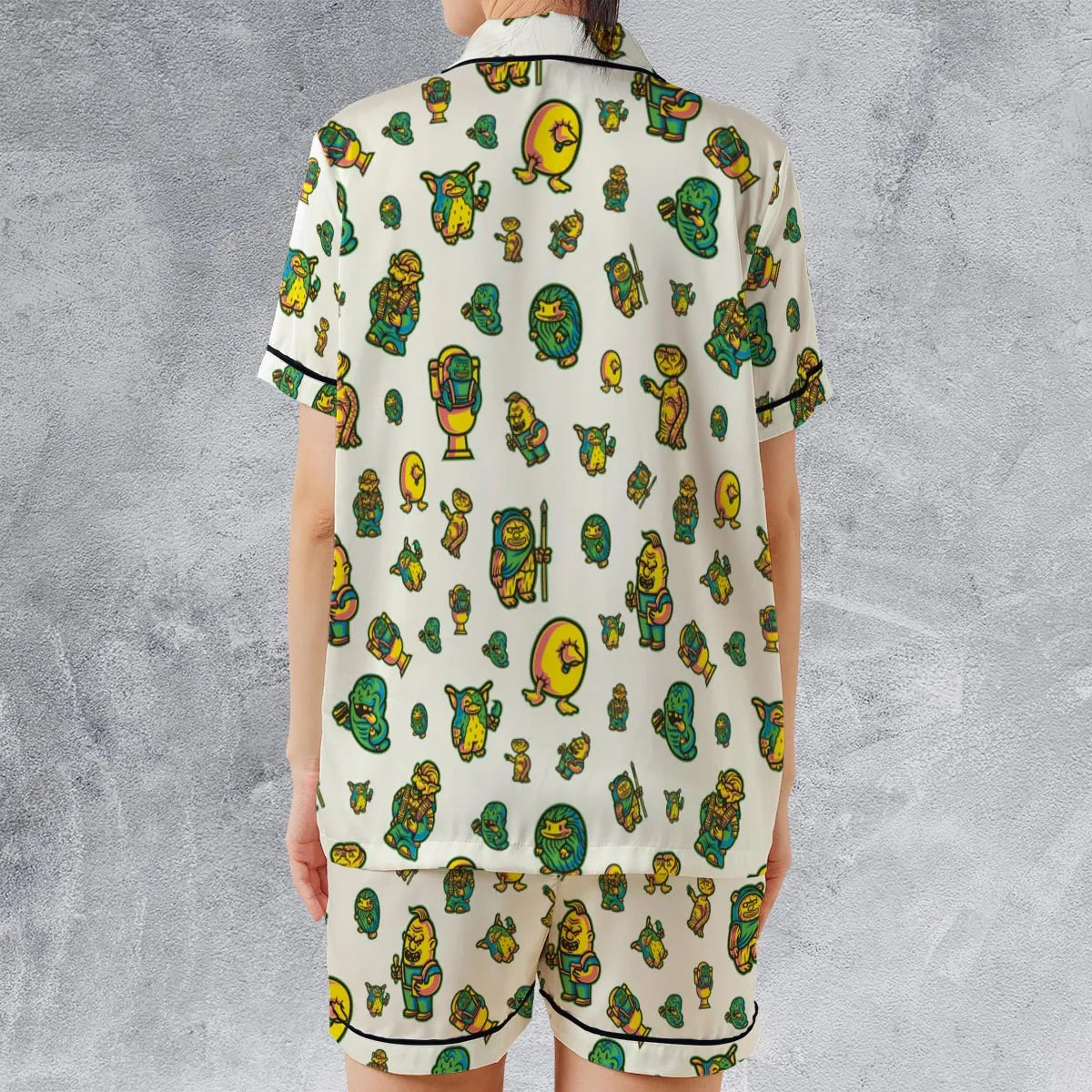 80s But Goodies Satin Short-Sleeve Pajamas Set