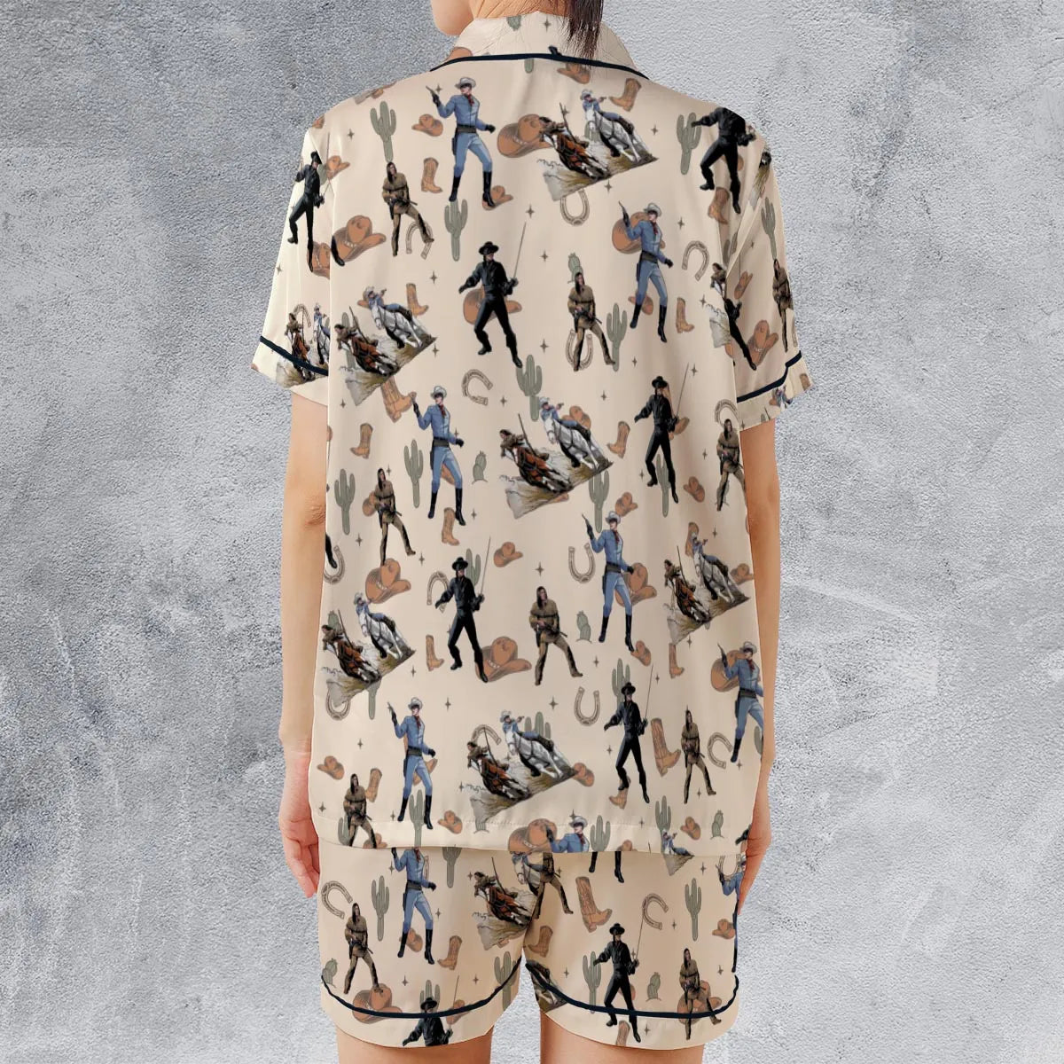 Old Western The Lone Ranger Zorro Tarzan Satin Short-Sleeve Pajamas Set