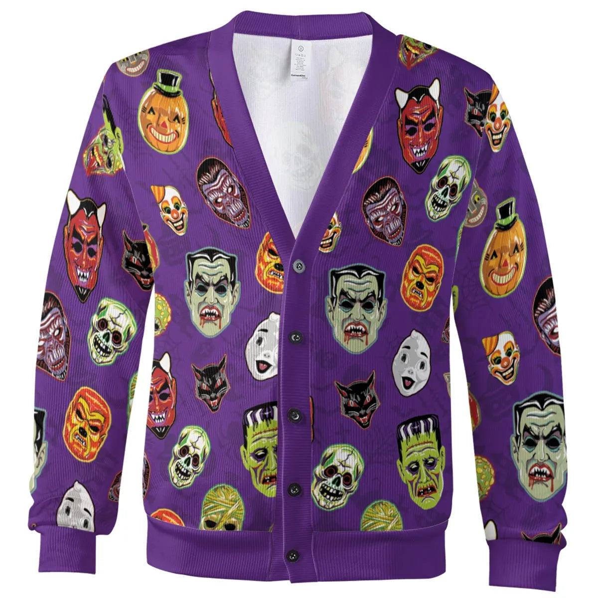 Retro Halloween Masks Cardigan