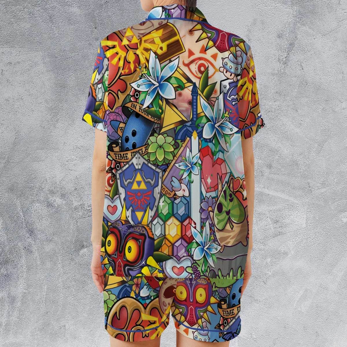 A Majora's Mask The Legend of Zelda Satin Short-Sleeve Pajamas Set