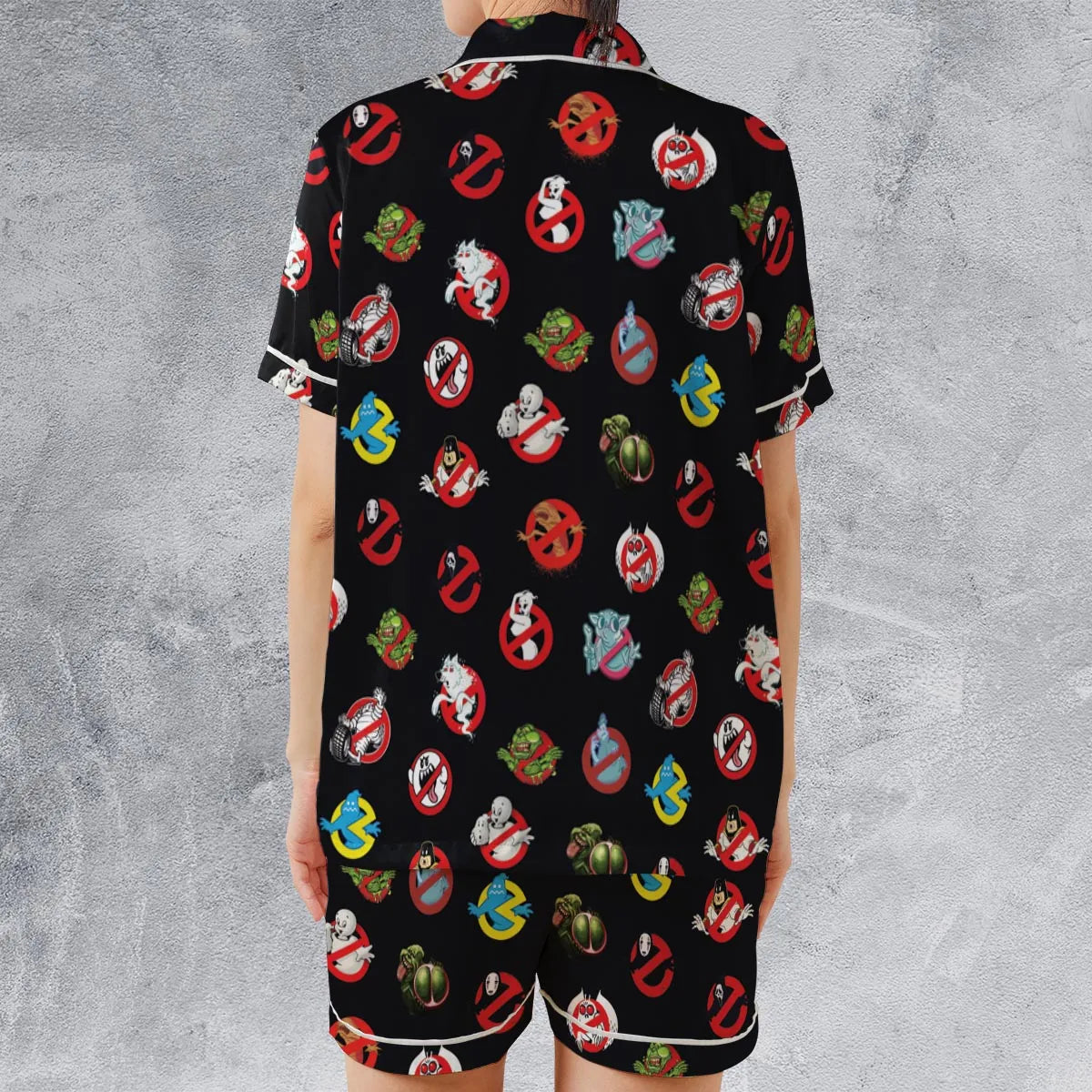 No Ghost Exists Ghostbusters Satin Short-Sleeve Pajamas Set