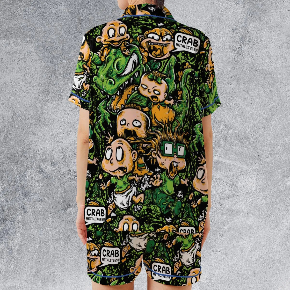 Old Skool Saturday Morning Rugrats Satin Short-Sleeve Pajamas Set