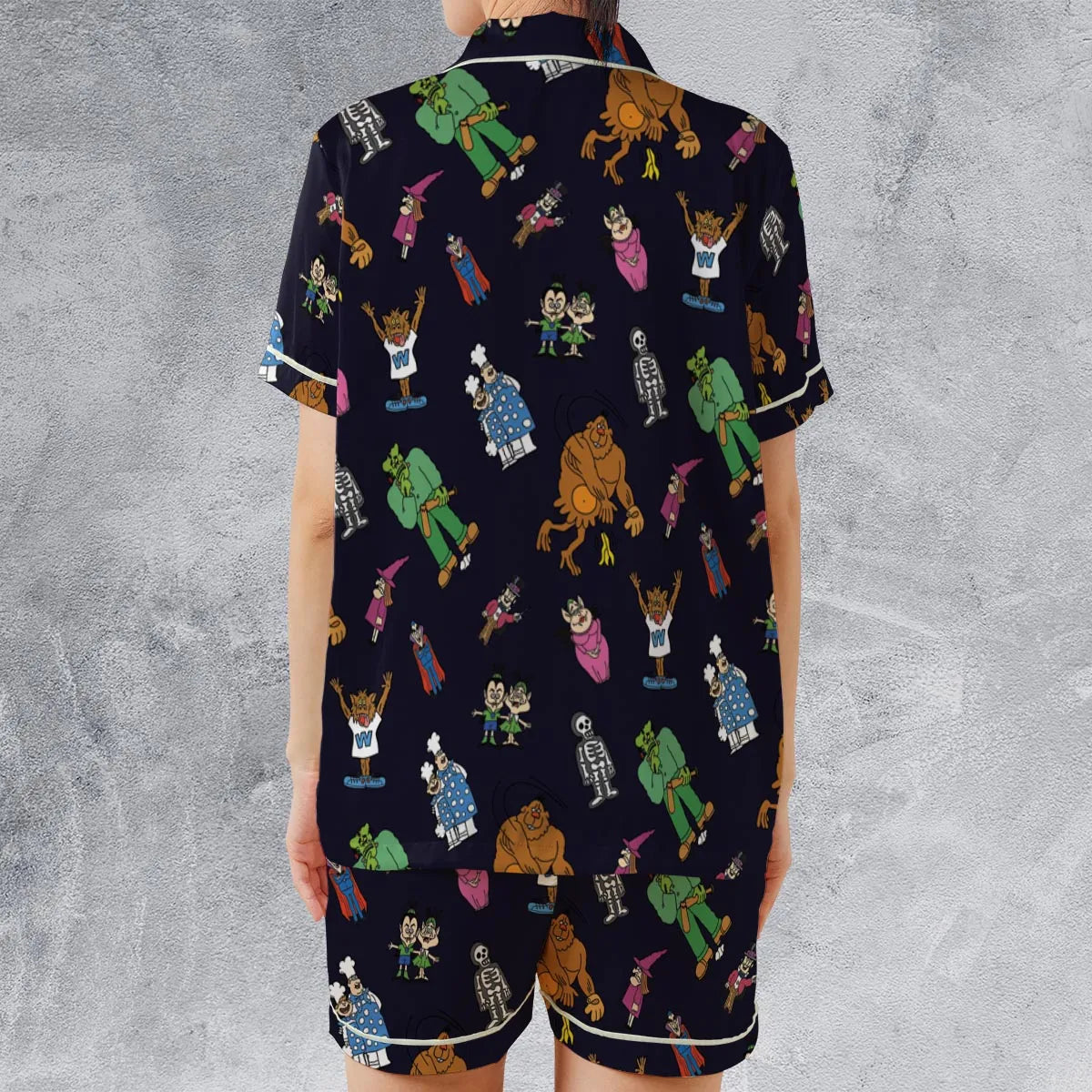 Nostalgic Food Mascots Burger Chef Satin Short-Sleeve Pajamas Set