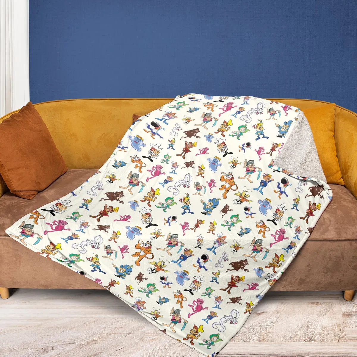 80s 90s Commercial Mascot Cereal Fleece Blanket