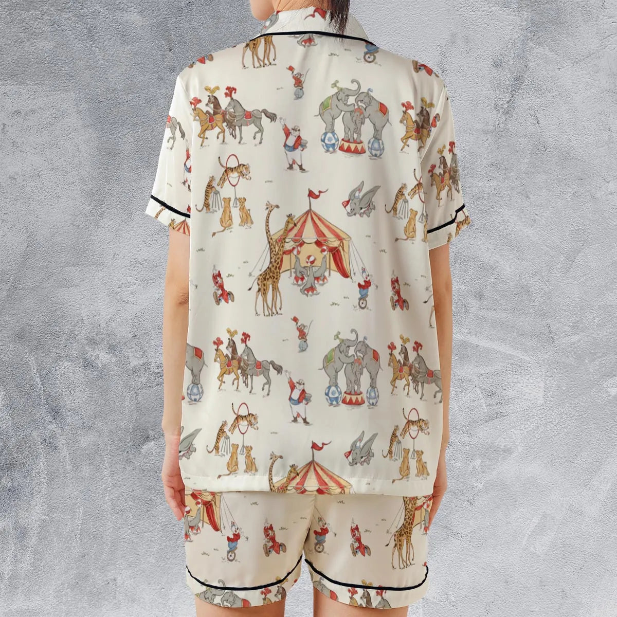 Nostalgic Circus Dumbo Satin Short-Sleeve Pajamas Set