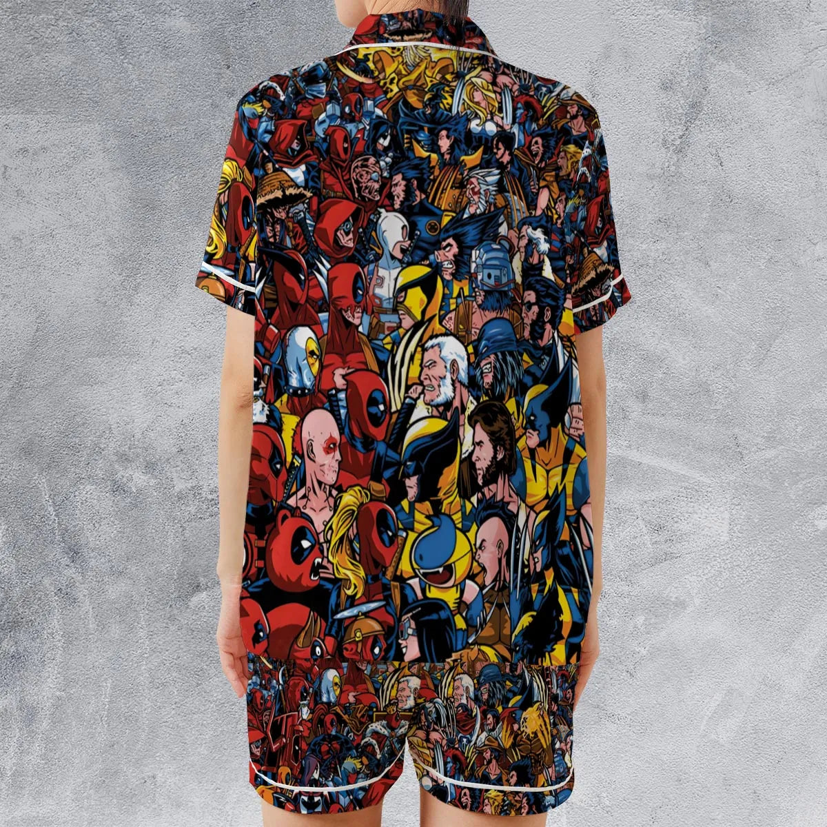 70 Variants and Bloodlines Satin Short-Sleeve Pajamas Set