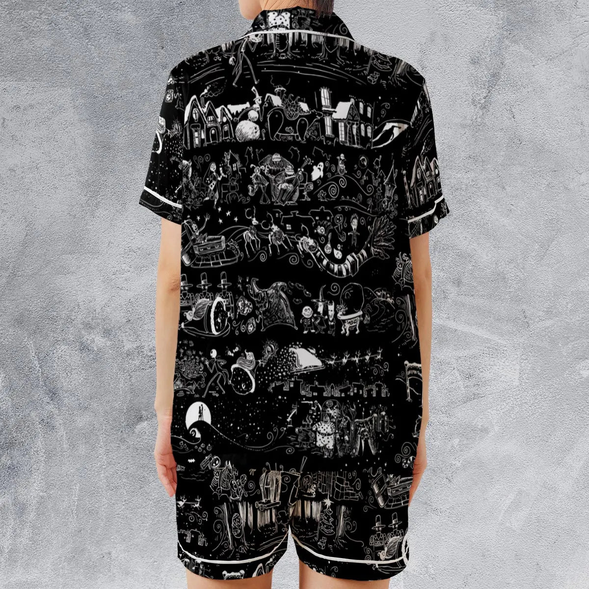 Nightmare Journey Satin Short-Sleeve Pajamas Set