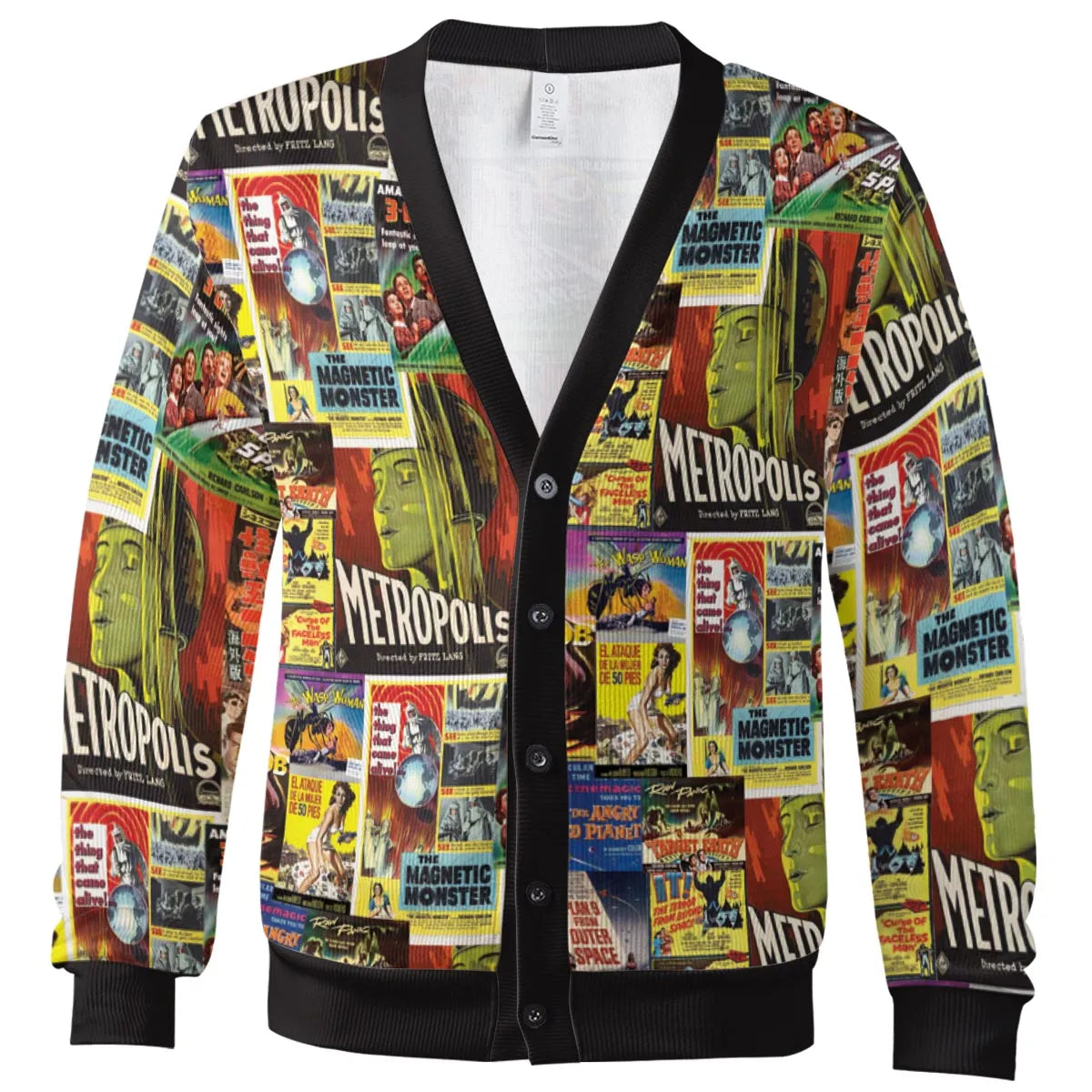 Retro Sci Fi Movie Posters Collage Cardigan