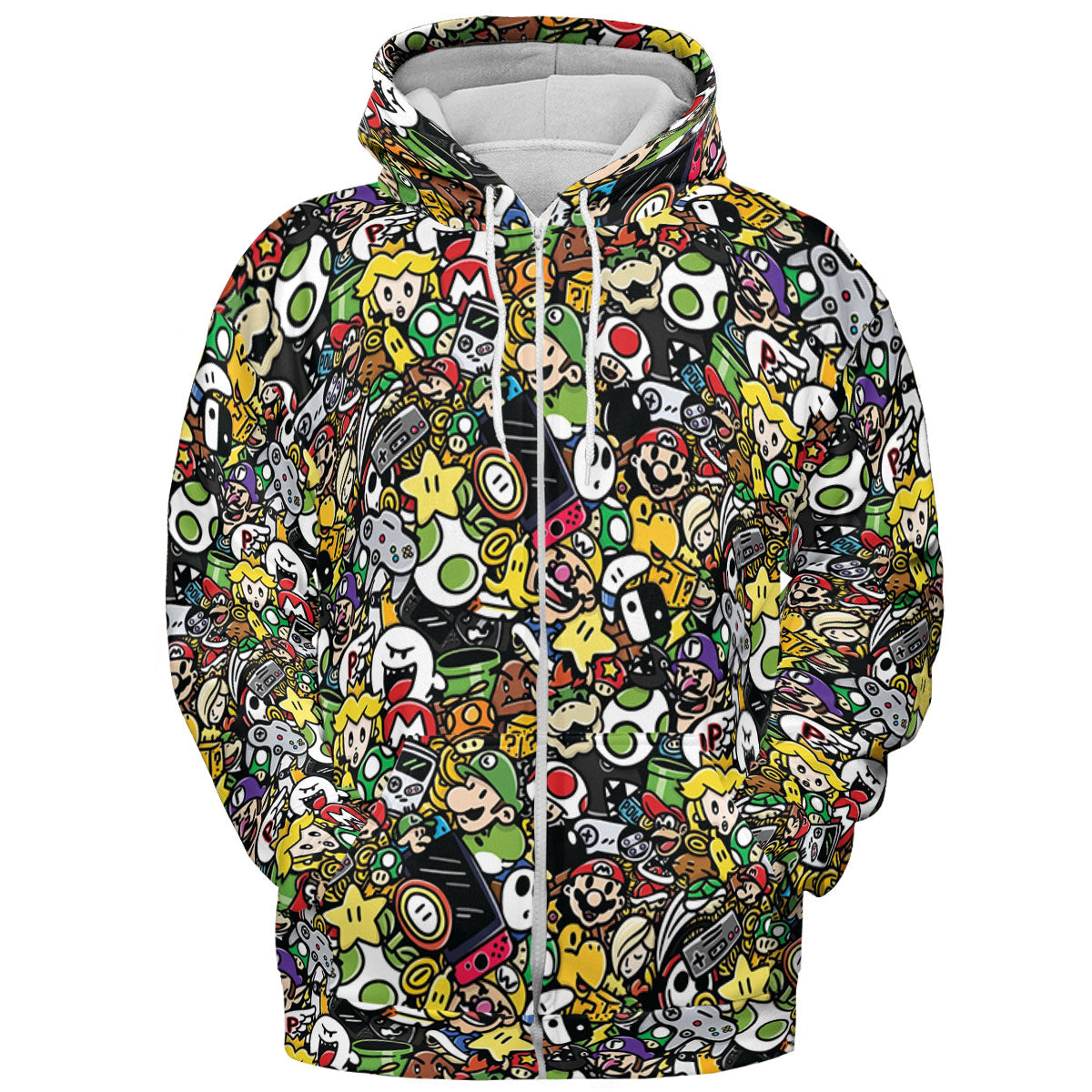 Super Mario Characters All In One Pattern All-over Print Hoodie