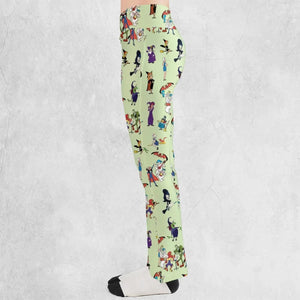 70s Witches Cartoon Characters Flare Leggings