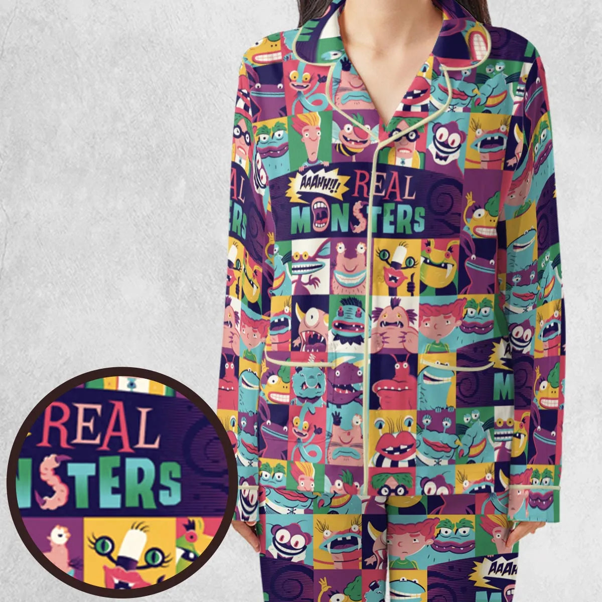 Aaahh!!! Real Monsters Characters Pattern Pajamas Set
