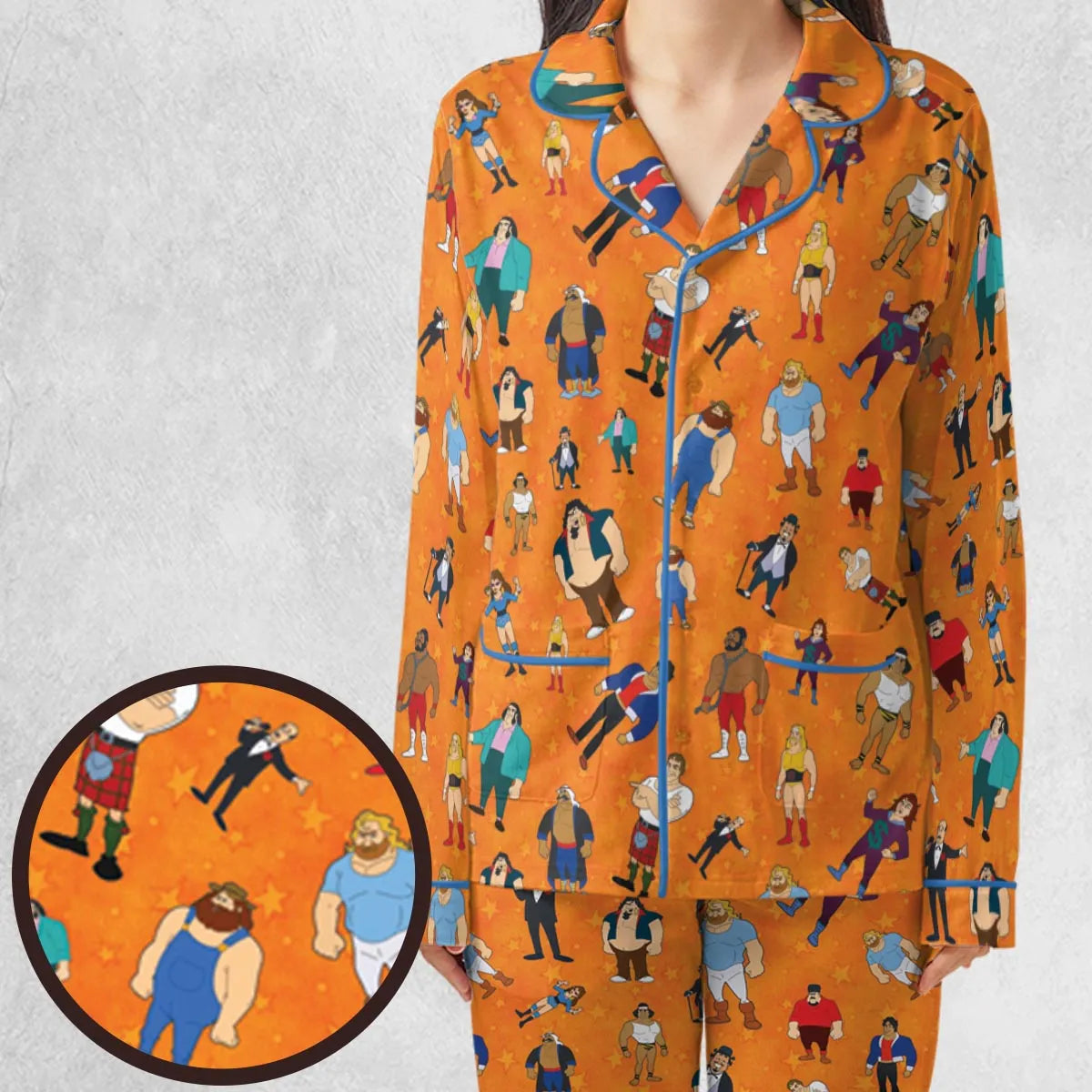 80s Hulk Rock 'n' Wrestling Characters Pajamas Set