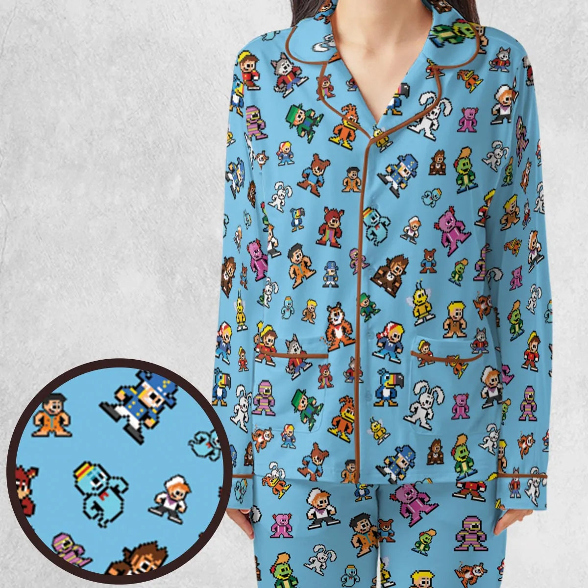 8-bit Breakfast Cereal Icons Pajamas Set