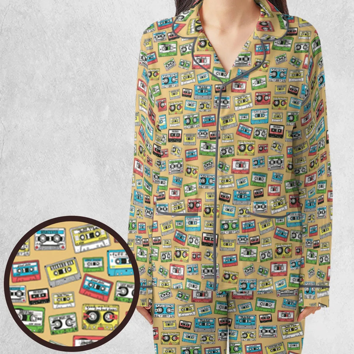 80s Playlist Pattern Pajamas Set